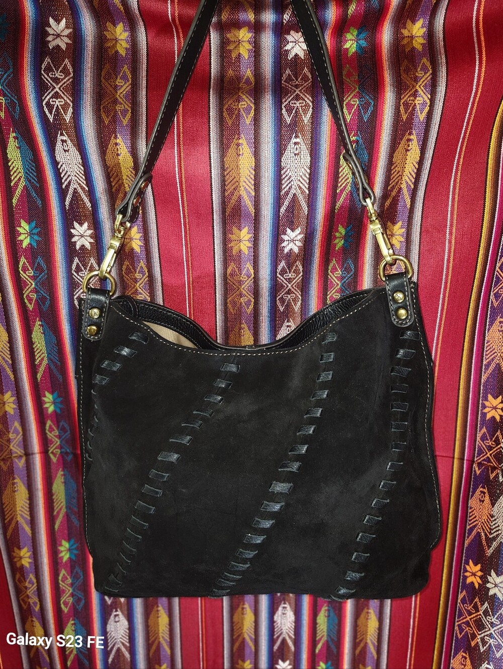 Hobo 'Pier Shoulder Bag' Whipstitch Black Suede - Picture 9 of 9